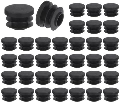 sourcing map 36 Pcs Round Plastic Plug, Black Tubing End Cap Plugs, 20mm(0.79 Inch) Furniture Leg Pipe Insert, Glide Protection for Chair, Sofa, Table, Shelf