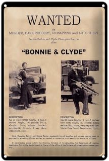 Schild Blech 20x30cm - Made in Germany - Spruch wanted Bonnie Clyde Metall Deko Blechschild
