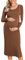 Ekouaer Robe de Maternité Femme Robe de Grossesse pour Femme Enceinte Col Rond Manches Longues en Tricot Côtelé Fendu, Brun, XL