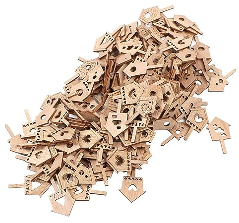 Dekaim Hausausschnitt, Vogelkäfig-Holzhaus-Ausschnitte, 200 Stück, unlackierte Holzausschnitte für Kunsthandwerk