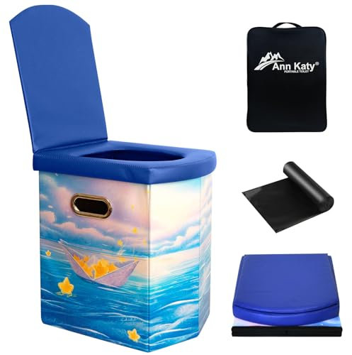 Upgrade XL Portable Toilet for Adults, Extra Large Portable Travel Toilet, Camping Toilets with Lid for Adults and Kids, Compact Potty for Car, Hiking, Beach and Camping
