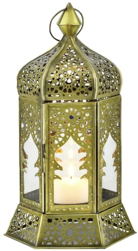 Orientalische Laterne Labib Deko aus Metall und Glas in Klar 30 cm