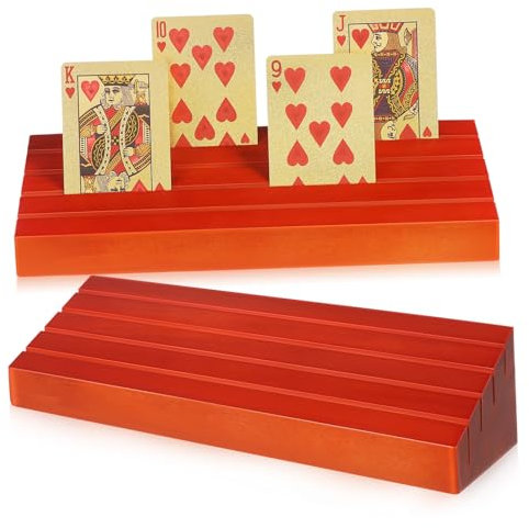 BESTonZON Tischkartenhalter 2 Stück Spielkarten Basis Aus Holz Kartentabletts Für Spielkarten Deck Ständer Kartendeck Halter Tablett Racks Halter Halter