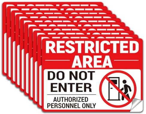 WADORN 10 adesivo per Segnaletica di Area Riservata, Adesivi per Cartelli Autoadesivi In PVC Impermeabili Non Entrare Solo per Personale Autorizzato per Negozi Aziendali, 13x18cm