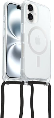 OtterBox React Necklace Hülle mit MagSafe für iPhone 16, ultraschlanke, schützende Hülle mit Verstellbarer und Abnehmbarer Handykette, Getestet nach Militärstandard, Transparent