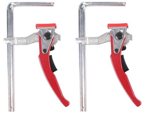 KETIPED MG-040RD Ratschen-Tischklemme, Schnellsäge-Schienenklemmen, Ratschen-Führungsschienenklemme für MFT-Tisch und Führungsschienensystem, F-Klemmen mit 0 ~ 15,2 cm Spannbereich, 2 Stück