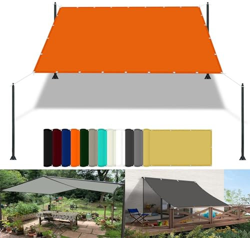 Toile d'ombrage imperméable pour pergola, auvent de 2,5 x 4,5 m, résistant aux UV, aux intempéries, orange avec corde gratuite pour abris d'auto et plantes de natation
