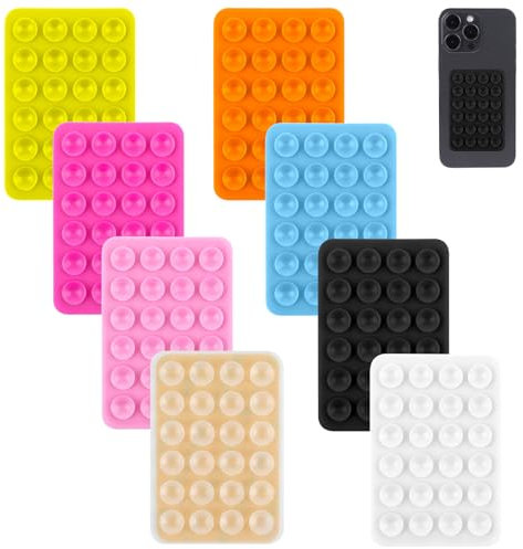 Gjinxi 8 Stück Saugnapf-Klebehalterung für Handyhüllen Saugnapf-Telefonhalterung Saugnapf-Griffhalter aus klebrigem Silikon freihändiger Spiegel Dusch-Handyhalter für Selfies und Videos(8 Farben)