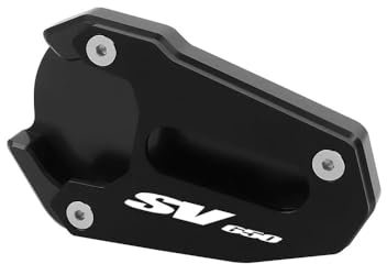 YINZO Motorrad SeitenstäNder Für Suzuki SV650 SV650X Für Gladius SFV 650 SV 650 SV 650X CNC Kickstand Verlängerung Platte Fuß Seite Stehen Enlarger Pad Unterstützung Platte(Black-Logo 1)