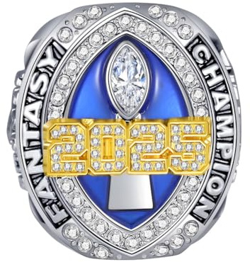 haobook 2025 Fantasy Football Championship Ring mit Holzkisten FFL-Champion-Ringe Rugby League-Souvenir-Vitrinen Schaufenster-Ornamente Geschenke für Fans und Freunde