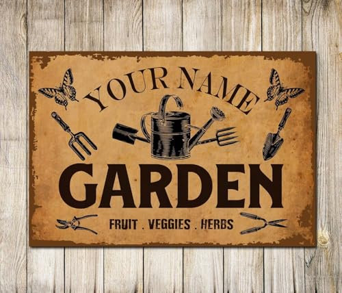 PERSONALISED Your Name Rusty Look Garden Signs Decor Gift Metal Plaque
