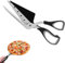 Vicloon 2 in 1 Forbici Pala per Pizza, 27cm Taglia Pizza Cutter, Inox Forbici e Spatola da Cucina Pizza Divisibile, Inossidabile Lavabile in Lavastoviglie Affilata Nessuna Ruggine Forbici Pizza Nero