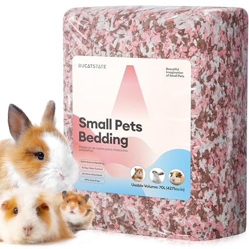 BUCATSTATE Biancheria da letto per criceti, 70 l, 99% in carta anti-polvere, controllo degli odori, comoda lettiera per piccoli animali per conigli, ratti, criceti nani siriani, gerbilli (fiori)