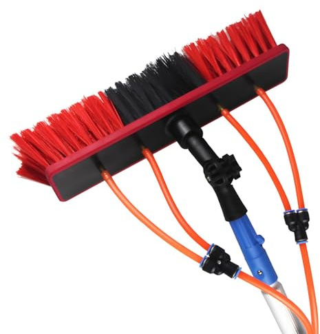 ObaBO Telescopic Washing Brush with Water Flow, Scrubbing Brush with Extension Extendable Cleaning Brush for Exterior Walls, Cars & Windows + Cleaning Of Photovoltaic Systems,9M/55cm brush head