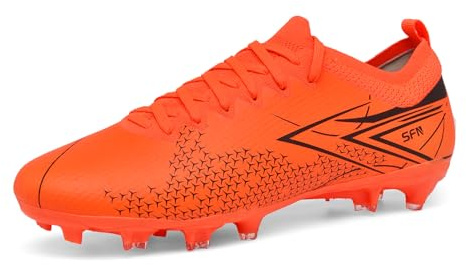 Solamni Fußballschuhe Herren - Professionelle Fussballschuhe Jugendliche Athletics Trainingsschuhe Outdoor Sport Kunstrasen Football Schuhe Orange 42