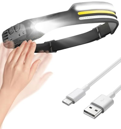 Victoper 2025 Updated LED Sensor Head Torch 1000 Lumens, 11 Modes, 3 Light Strips, IPX4 Waterproof Rechargeable Headlamp