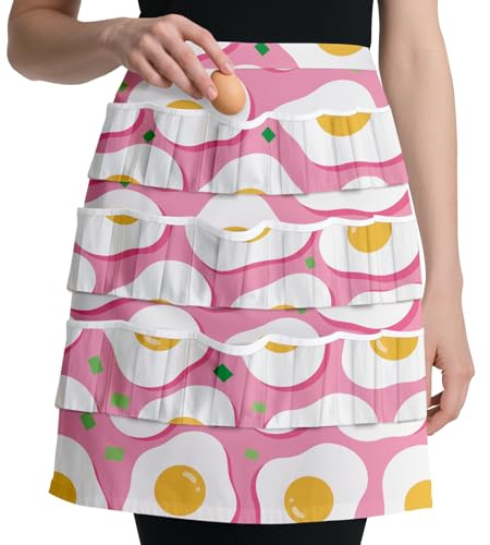 CUTHOLLOW Schürzen mit 18 Elastische Taschen, Fallschutz, Eierschürze, Apron Damen Sammelschürze, Schürze Sammeln, Eierschürze Frauen, Eiersammelschürze für Bauernhof, Hühner Ente Eier Gans
