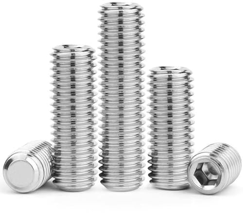 JIADEXIN M3 x (4-12mm) Vis Sans Tête à Métaux - Vis À Filetage À Tête Plate Hexagonale Argent 201 Acier Inoxydable, M3 x 8mm (20 Pièces)