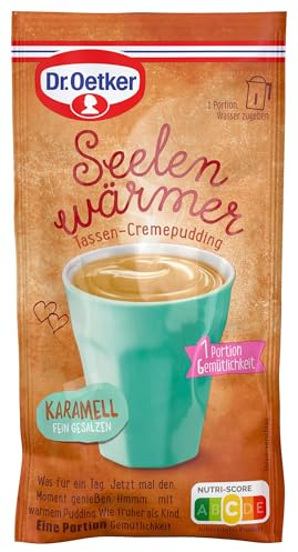 Dr. Oetker Seelenwärmer Tassen-Cremepudding Karamell-Geschmack, 16er Pack Karamell Puddingpulver für die schnelle Zubereitung eines Tassenpudding, 16 x 58 g
