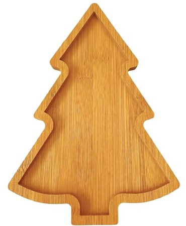 Christmas Tree Platter Serving Tray Wooden Server Plate for Food Storage Desserts Fruits Nuts Cheese Christmas Tableware