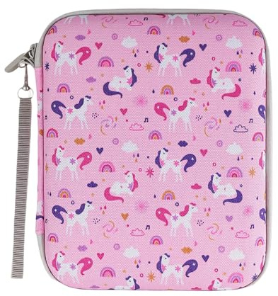 JOAASU Card Holder for Yoto Card - 120 Pockets Card Binder with Zipper, Portable Card Organiser Folder for Kids, Compatible with 2.3x3.4 inch Mini Audiobook & Toy Cards (Pink Unicorn)