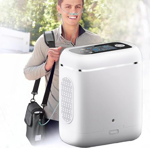 Generador de oxígeno portátil de 1 a 5 litros, máquina de oxígeno ligera de modo dual, equipada con accesorios completos para el hogar y de viaje