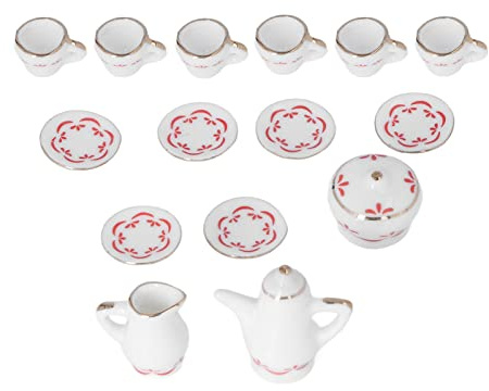 Rcniso 1:12 Dollhouse Miniature Ceramics Tea Cup Set Simulation Porcelain Tea Party Toy Set for DIY Dollhouse Decoration