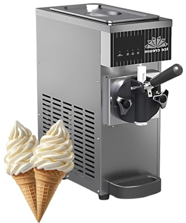 Soft Serve Ice Cream Maker with LCD Panel, 1-Flavor 450W Soft Serve Ice Cream Machine, 2.5L Refrigerated Hopper, Automatic Ice Cream Machine for Home and Commercial Use(Gray)
