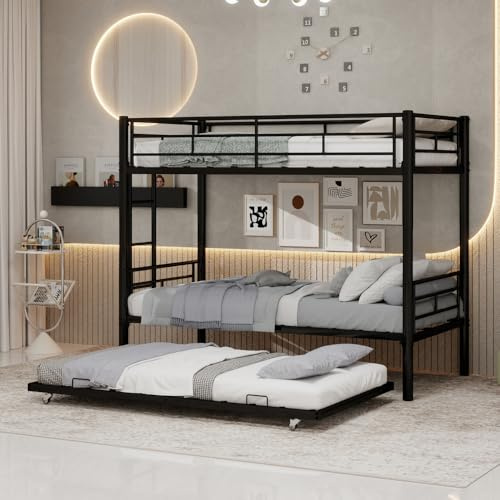 Sapgaks Etagenbett für Kinder, 90 x 190 cm, Etagenbett für 3 Sitzer, Hochbett für Kinder, Etagenbett, Doppelbett, Kinder, Kinderbett mit Sicherheitsbarriere (Schwarz, 90 x 190 cm)