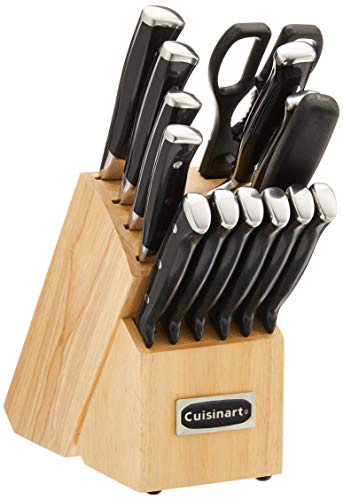 CUISINART Juego de cuchillos en bloque, juego de cuchillos de 15 piezas con cuchillas de acero para un corte preciso, ligero, acero inoxidable, duradero y apto para lavavajillas, C77BTR-15P