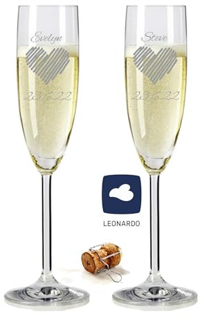 laser-diele 2 Leonardo Sektgläser mit Gravur - Geschenk zur Hochzeit - Graviert mit Namen und Datum - Sekt Herz 1