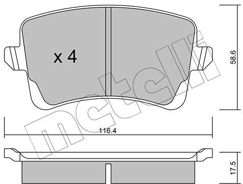metelligroup 22-0776-0 Brake Pads, Made in Italy, Spare Parts for Cars, ECE R90 Certified, Copper Free