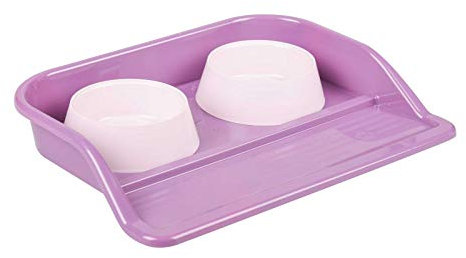 Futternapf Set 2 x 300ml Fressnapf aus Kunststoff mit Unterlage Wassernapf Futterschüssel Katze Hund Wasser Napfset Fütterung Futterschale