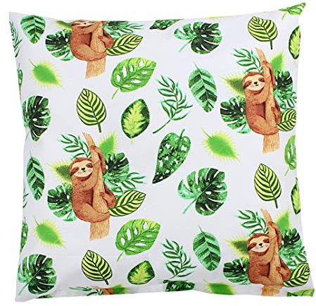 TupTam Kinder Kissenhülle Kissenbezug Dekorativ Gemustert Kinderzimmer, Farbe: Faultiere, Größe: 50 x 50 cm