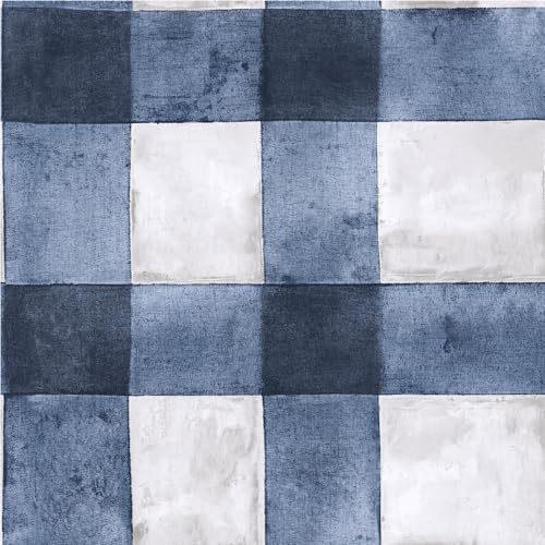 RoomMates RMK11432WP Blue Buffalo Plaid Tapete zum Abziehen und Aufkleben, Blau