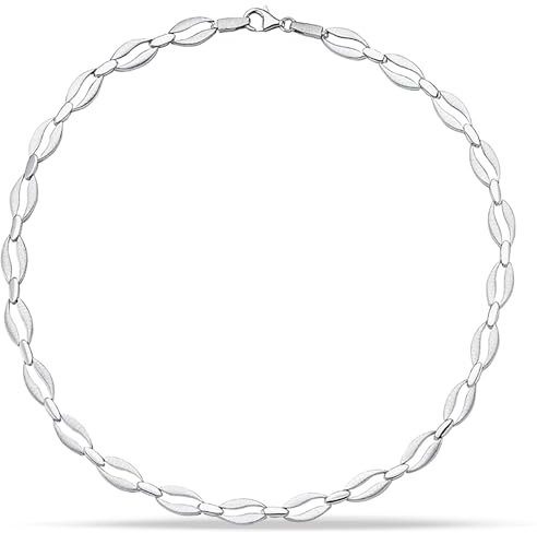 Vinani Damen Kollier mit ovalen Gliedern aus 925 Sterling Silver – Mattes und glänzendes Finish, elegantes zeitloses Schmuckstück, Damenschmuck, Halskette 2KOS