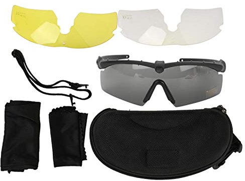 DAUERHAFT Los ojos militares protegen las gafas tácticas de fabricación exquisita, protección de los ojos de tiro (Black)
