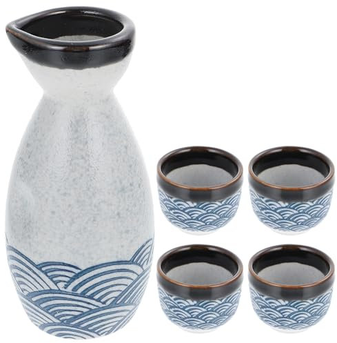 DOITOOL Japanese Ceramic Sake Set - Traditional Set With 1 Pot and 4 Cups - Perfect For Warmers