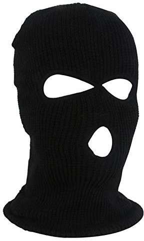 AmyGline 3-Loch-Vollmaske Skimütze Wintermütze Balaclava Tactical Mask Wollmaske (Z001-Schwarz-3Loch)
