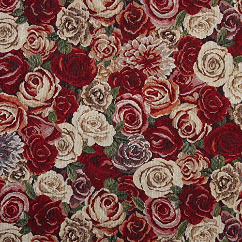 Kt KILOtela - Möbelstoff Jacquard Gobelin, Vielseitig für Sofas & Vorhänge, nachhaltig Oeko-Tex zertifiziert, Polsterstoffe Meterware für Eckbank, Rosen, 100 x 280 cm, 1 Meter