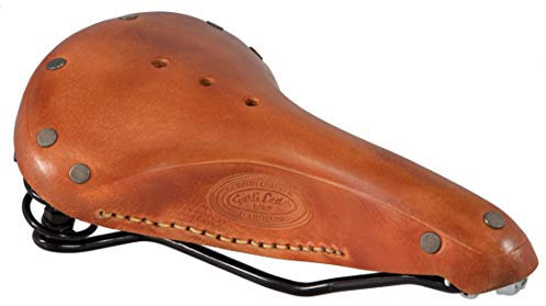 Gusti Fahrradsattel Leder - Walter G. Sattel Ledersattel Cityrad Fahrrad Retro Vintage mit Federung Braun