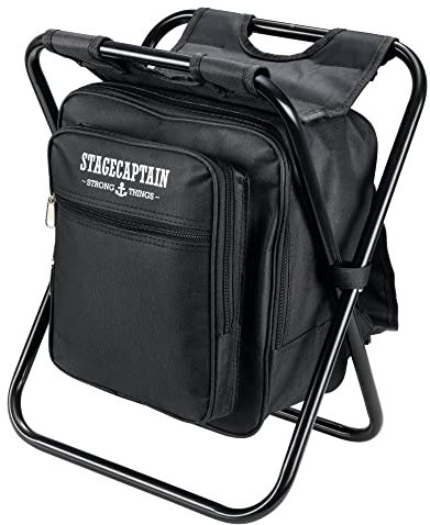 Stagecaptain CS-3640 BK Coolstool Kühltaschenhocker - Kühltasche mit Rucksack - Klapphocker für Camping - Campingstuhl mit 2 Außentaschen - Sitzhocker Ideal für Picknick oder Angeln - Schwarz