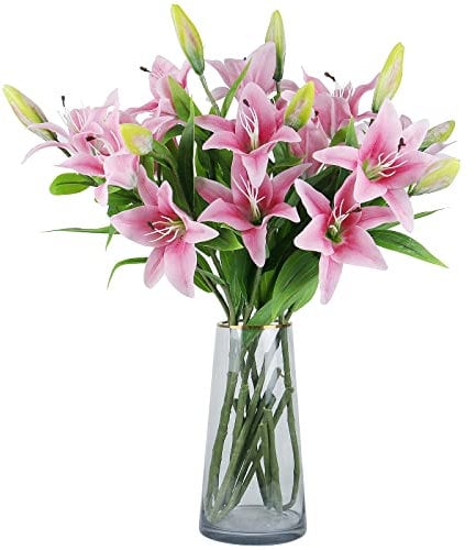 77 cm lungo gambo rosa artificiale gigli bouquet di fiori, finto giglio tigre, decorazione per casa, ufficio, giardino, festa di nozze, senza vaso