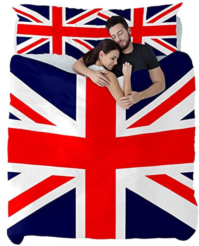 Maikoler 3-teiliges Bettwäscheset für Einzelbett, Union Jack, weich, für alle Jahreszeiten, 135 x 200 cm
