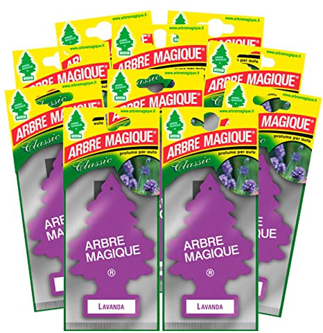Arbre Magique Mono, Auto-Lufterfrischer, Lavendelduft, frischer und vielseitiger Duft, hält bis zu 7 Wochen, hergestellt in Italien, Packung mit 10 Stück