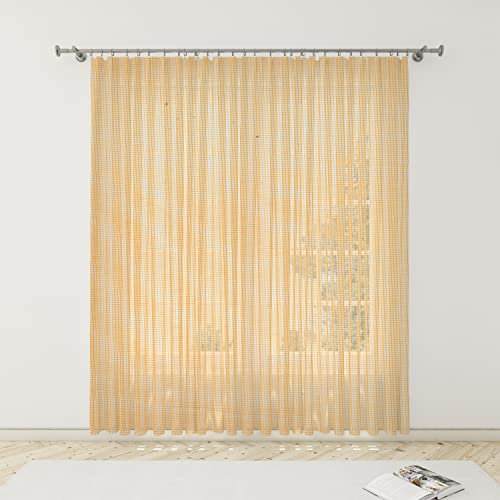 HOME ZEN HOUSEHOLD LINEN Tenda ZANZARIERA Mosquito Rete FITTA con Frange E Anelli Inclusi retinata (150X300CM, GIALLO)