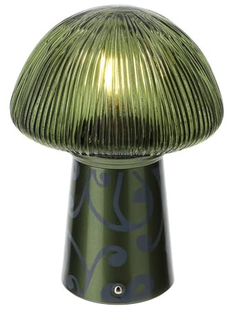 Hervit Grüne Crown Pilzlampe aus Glas in 3 Farben - Geschenkbox - Touch Tischlicht - Kabelloses Nachttischlicht Dekoration Geschenk Veranstaltung Wald Herbst Winter - Ø16xH22cm
