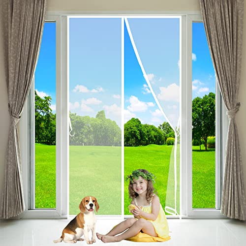 Magnetic Screen Door for Balcony Doors/French Doors/Garage Doors/Patio Doors, 250x290cm, Hands Free Instant Mesh Mosquito & Bug Net Curtain, White, Customizable