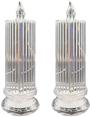 Abaodam LED Kerze Kristall flammenlose Teelicht Kerzen Licht Projektor Fenster Kerzenständer Urlaub Tischdekoration für Partygeschenke Transparent 2 Stück