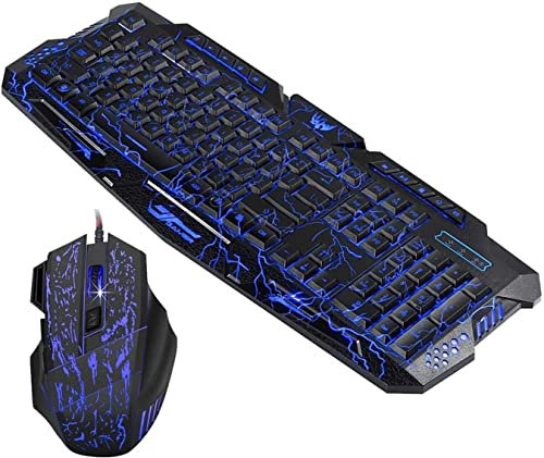 NCRD Gaming Keyboard Mouse Headset & Mouse Pad Kit, LED Backlit Wired